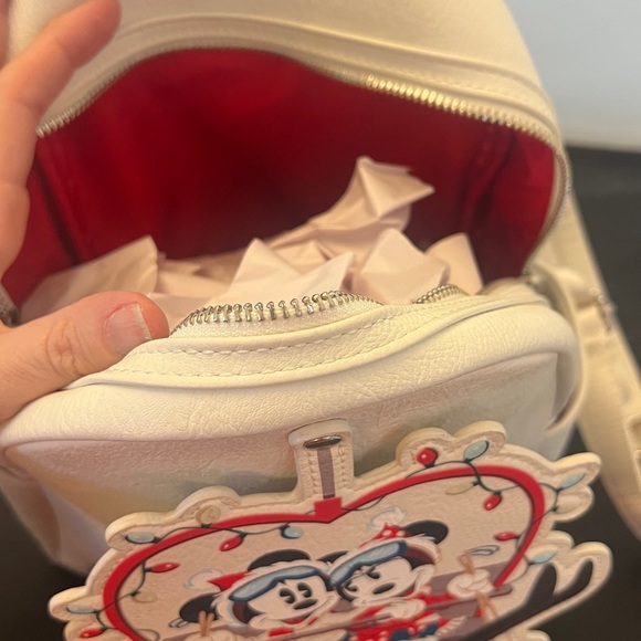 Loungefly Disney Cream Backpack with Mickey and Minnie Skiing Scene main image 5